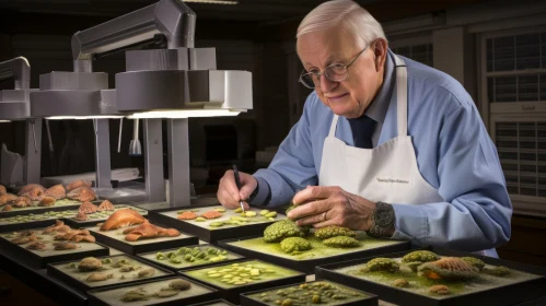 Exquisite Culinary Artistry: A Man's Encounter with Food