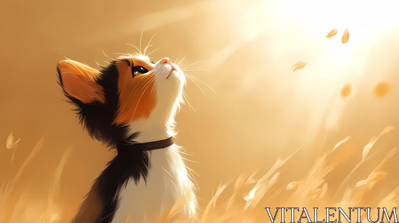 Dreamy Kitten in Autumn Light AI Image