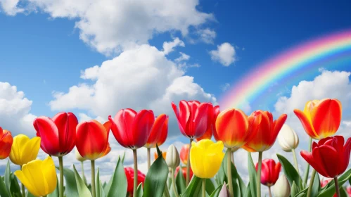 Floral Rainbow Against Sky-Blue Canvas: A Nature's Wonder