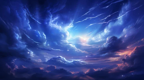 Heavenly Sky Wallpaper - A Dreamlike Illustration of Celestial Beauty
