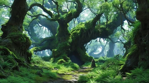 Lush Green Forest Digital Painting