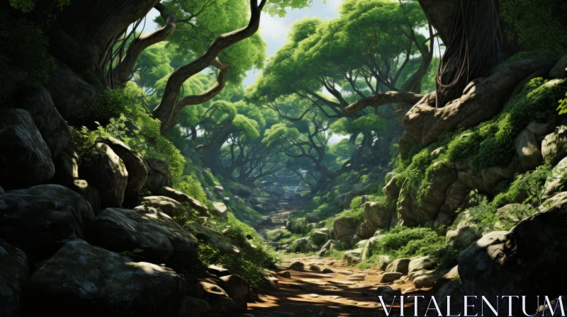 Lush Jungle Maze - Fantasy Art of Nature's Trail AI Image