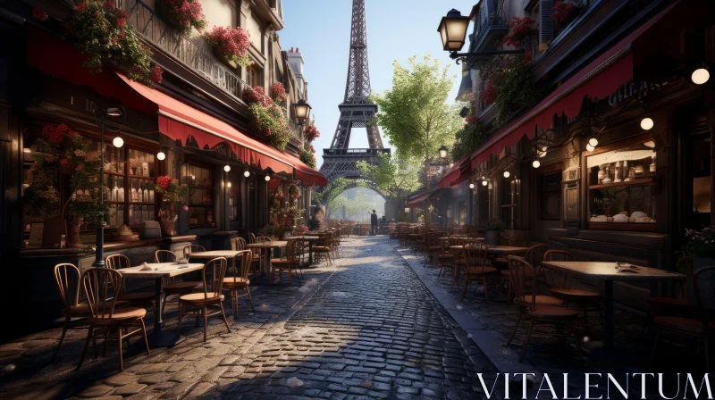 Paris Streets and Eiffel Tower - A Villagecore Artistic Rendering AI Image