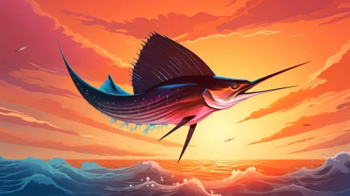 Vibrant Sailfish Illustration in the Ocean | Artwork