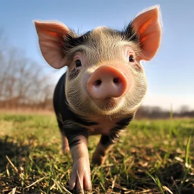 Cute Piglet in Nature