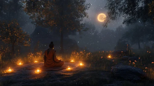 Serene Meditation by Candlelight