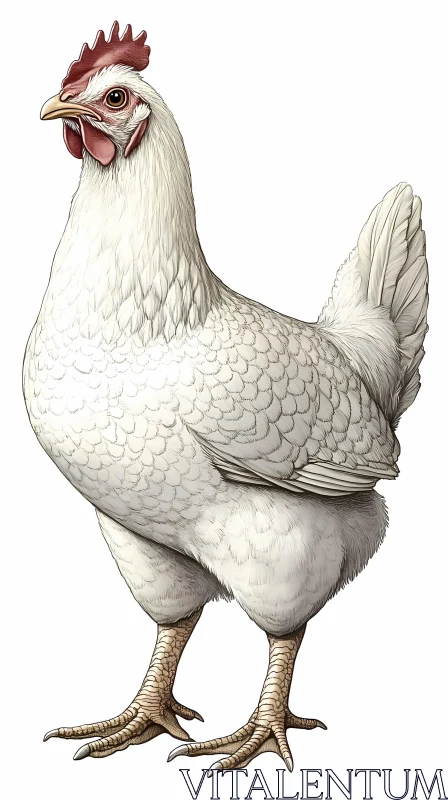 AI ART White Chicken Illustration