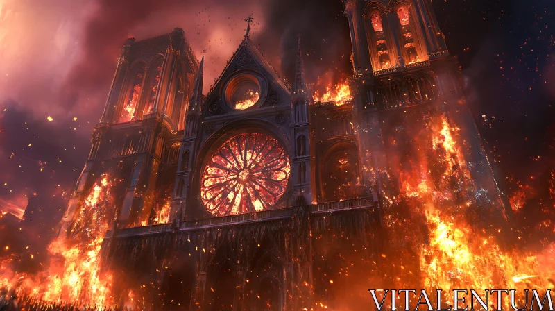 Fiery Cathedral Inferno AI Image