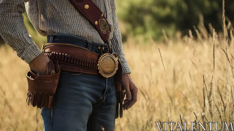 Western Cowboy with Leather Holster AI Image