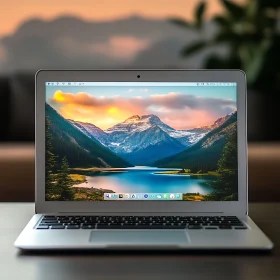 Tech Meets Nature: Laptop with Scenic Display