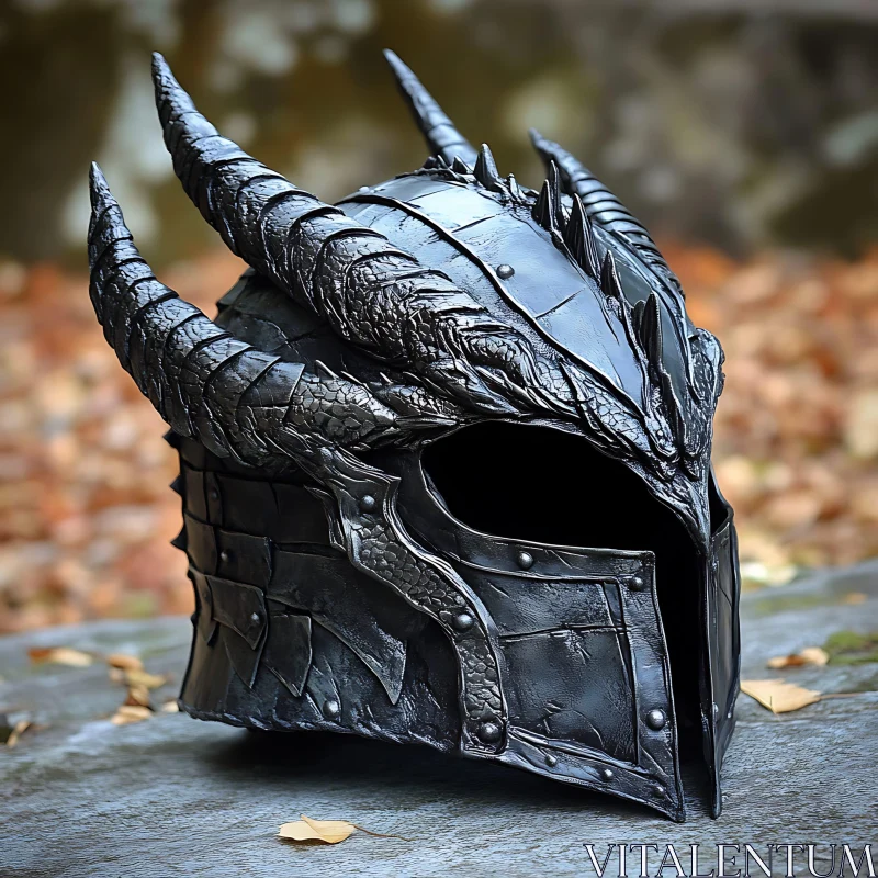 AI ART Horned Dragon Warrior Helmet