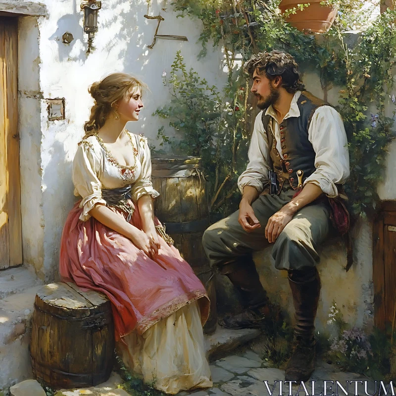 Old-World Love Scene AI Image