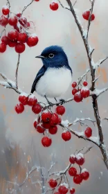 Winter Bird on a Snowy Branch