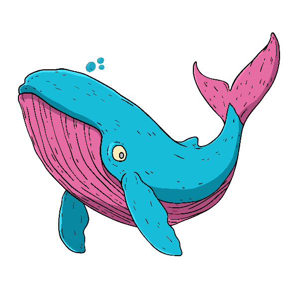 Playful Whale Illustration for Apparel POD Design