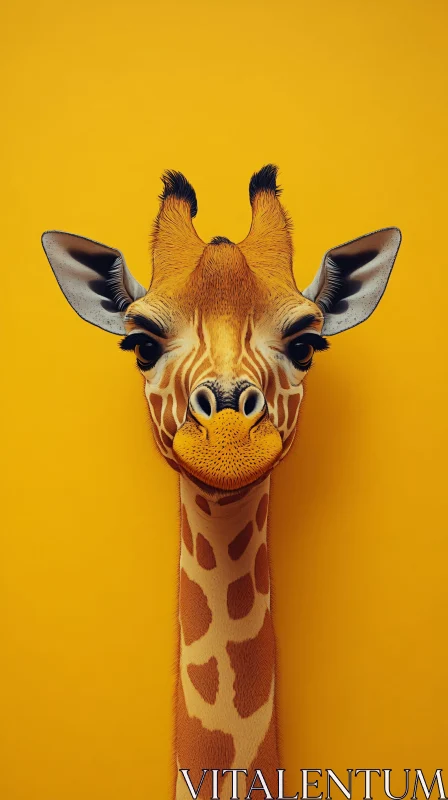 Giraffe Profile in Yellow Hue AI Image