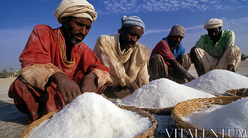 Men Harvesting Salt in the Desert AI Image