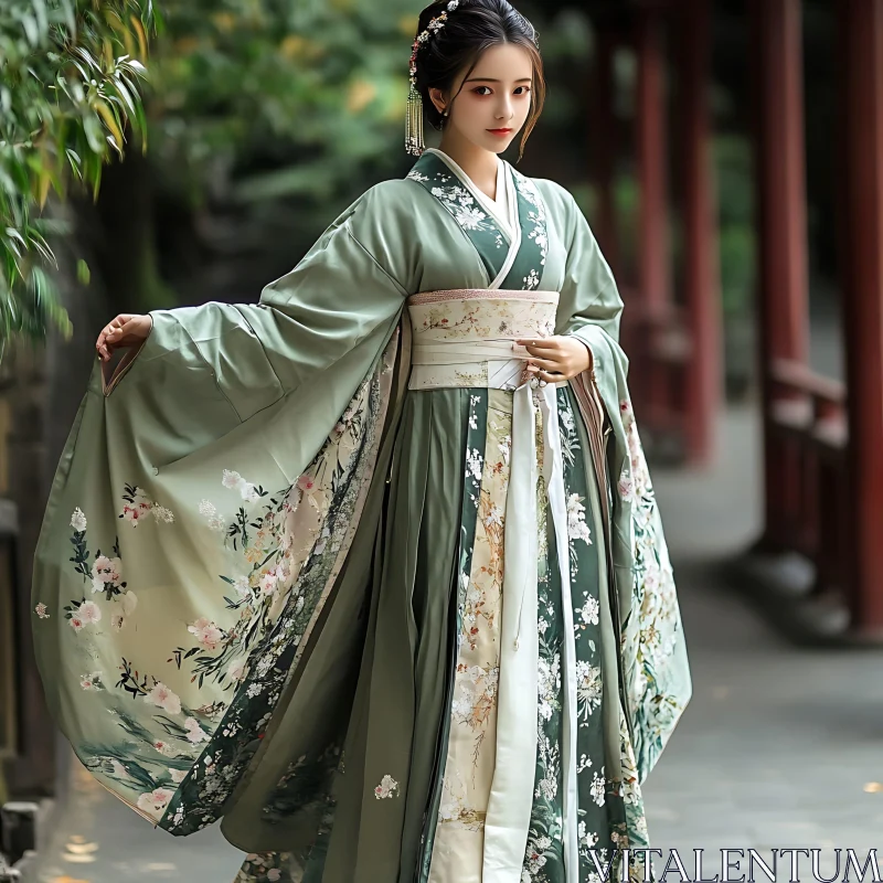 Hanfu Fashion: A Portrait of Grace AI Image