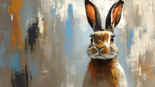 Artistically Expressed Rabbit with Textured Background