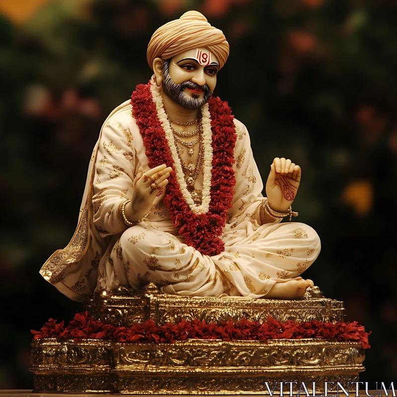 Serene Indian Man Statue in Meditation AI Image