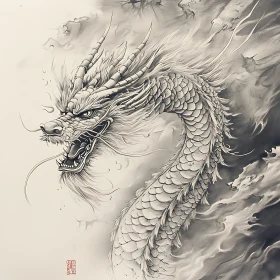 Detailed Dragon Sketch with Smoky Effects