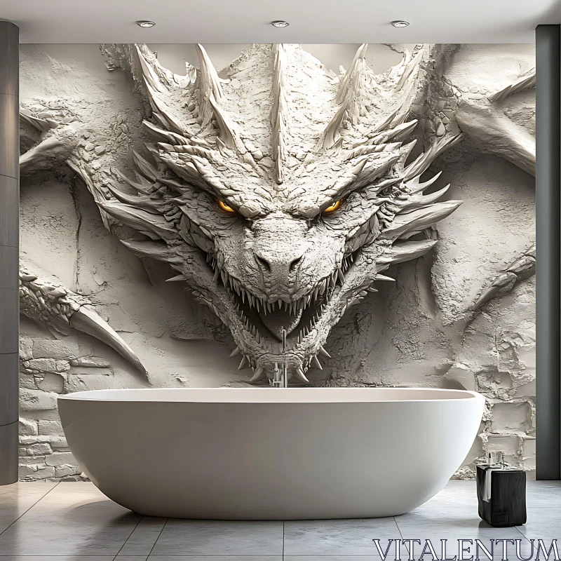 AI ART Modern Bathroom with Dragon Relief