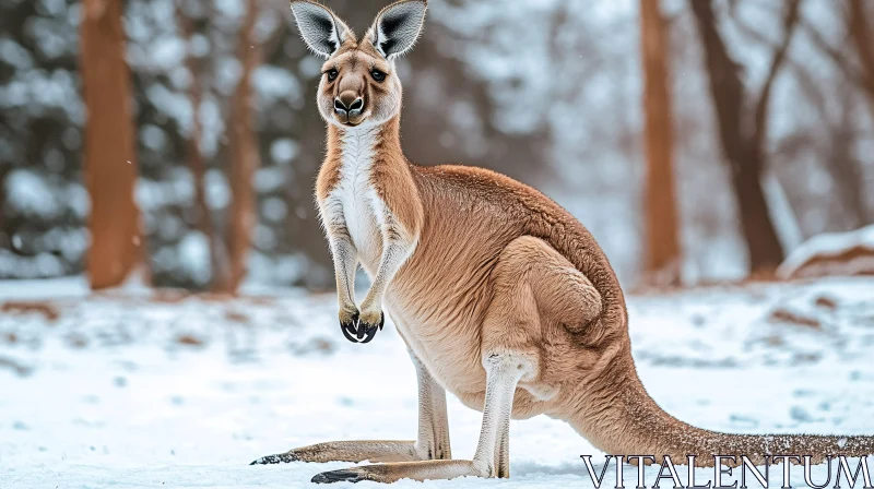 Kangaroo in Winter Landscape AI Image