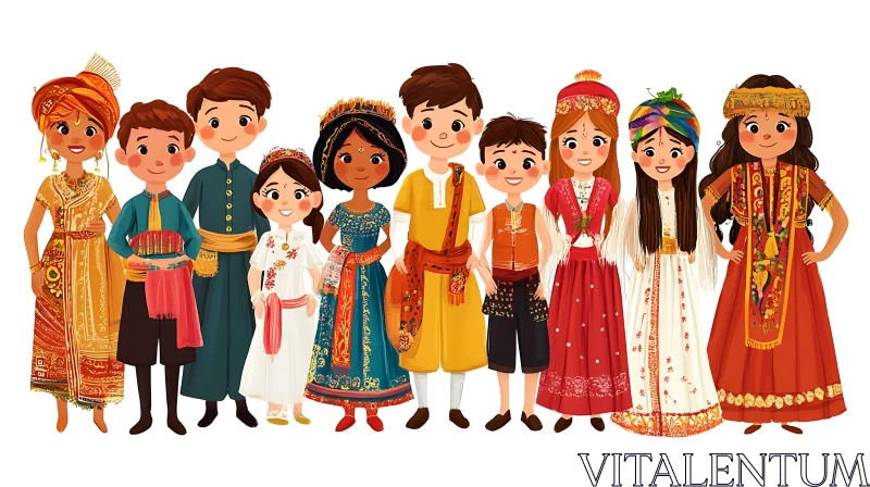 Global Children in Traditional Dress AI Image