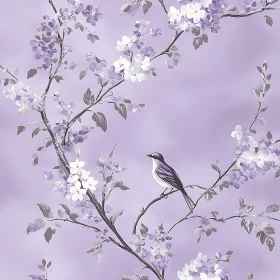 Bird on Branch with Blossoms