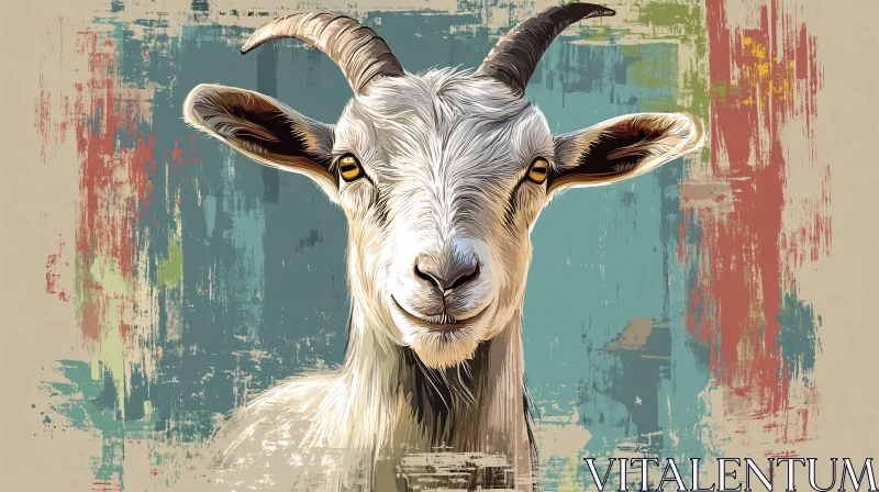 Stylized Goat Art on Abstract Canvas AI Image