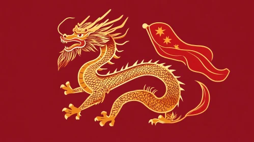 Majestic Golden Dragon Illustration