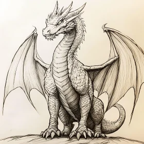 Detailed Dragon Drawing - Mythical Creature