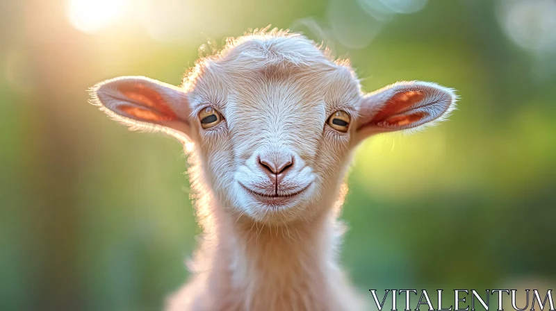 Adorable Young Goat Glowing in Nature AI Image