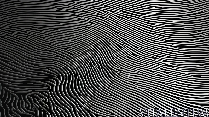 Abstract Art with Wavy Lines in Black and White AI Image