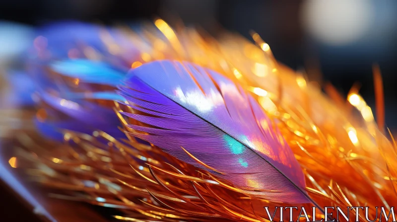 Abstract Artwork: Golden Feather with Selective Focus AI Image