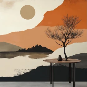 Minimalist Earth Tone Landscape Art