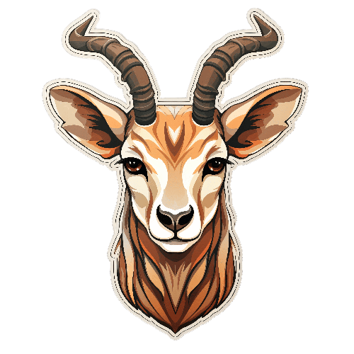 Antelope Head Illustration in Cartoon Style POD Design