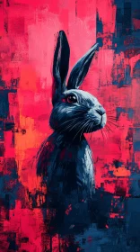 Vivid Bunny Painting with Abstract Flair