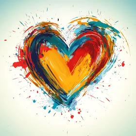 Painted Heart with Brush Strokes