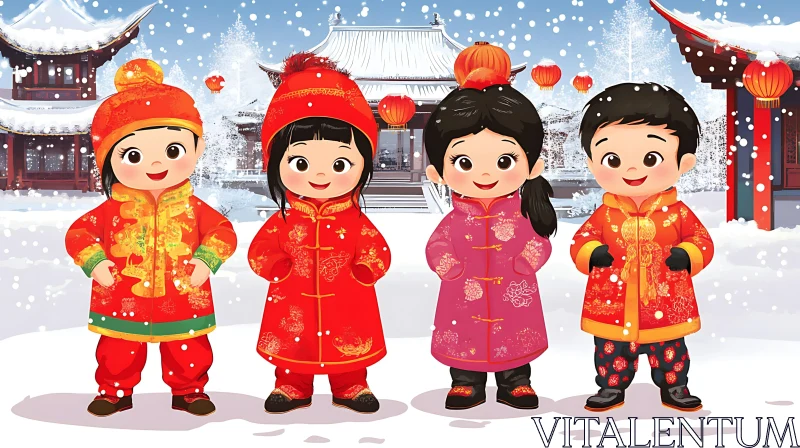 AI ART Charming Children in Traditional Chinese Attire