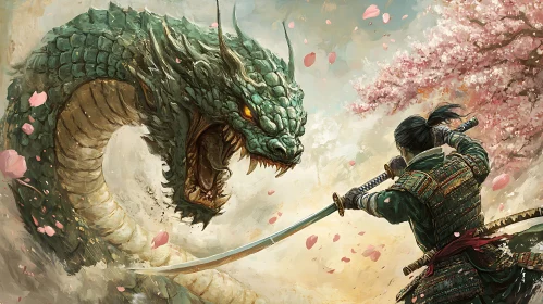 Epic Battle: Samurai and Dragon