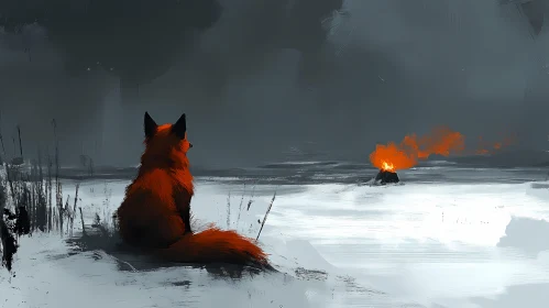 Fox and Winter Fire