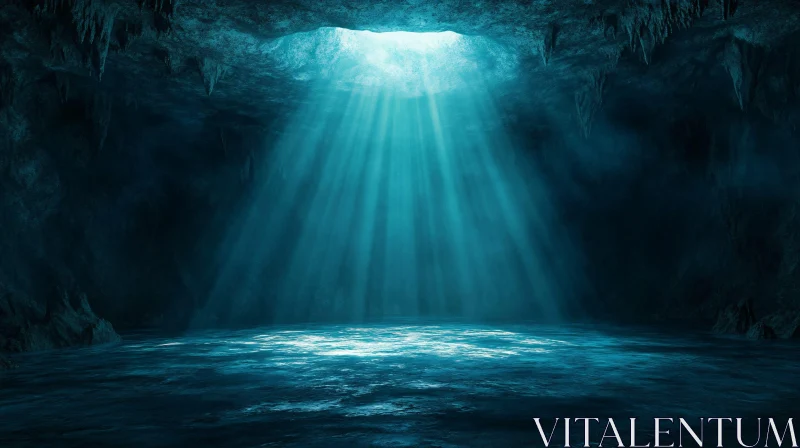 AI ART Enchanting Blue-Lit Cave Scene