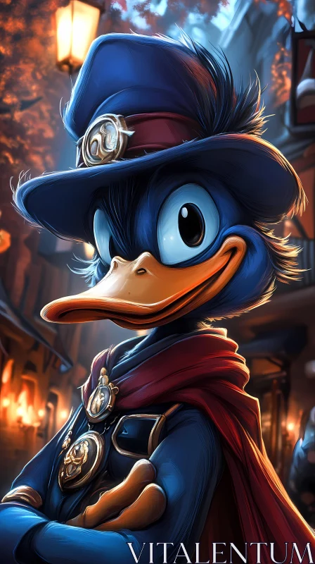 Detective Duck in Cartoon Style AI Image