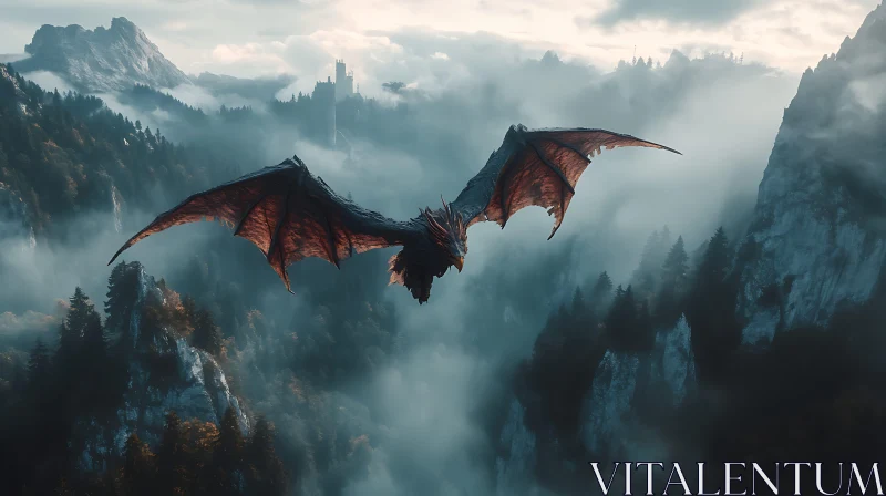 Majestic Dragon Soaring Above Peaks AI Image