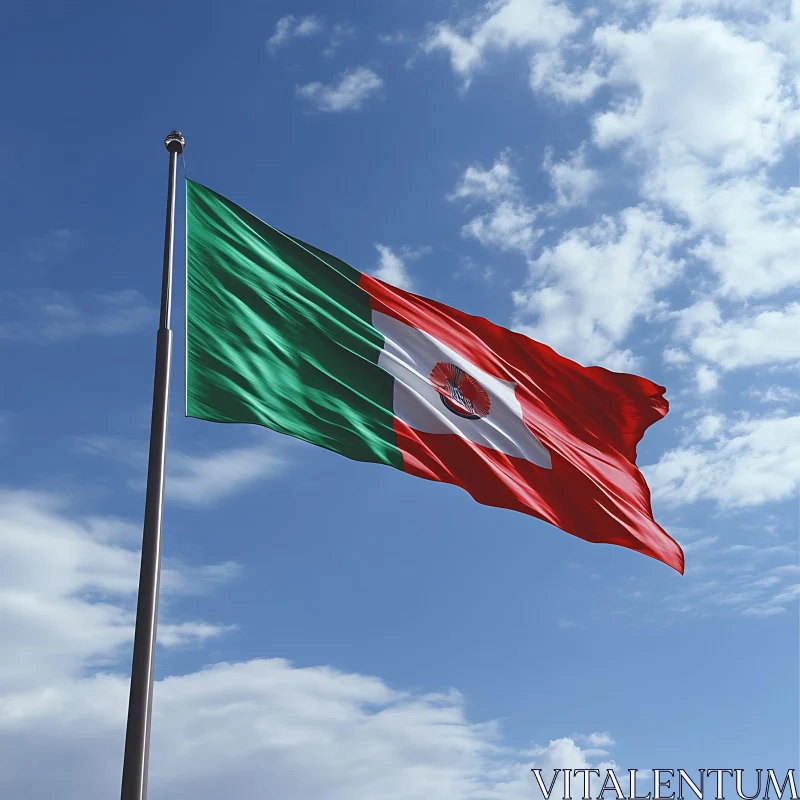 AI ART Flag of Mexico Against Blue Sky