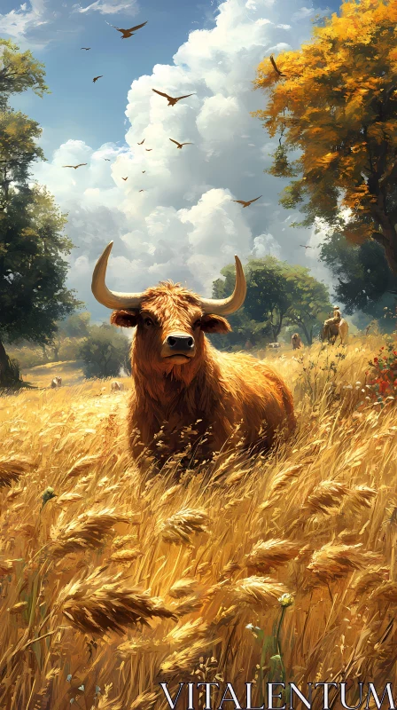 Tranquil Pastoral Cow Scene AI Image