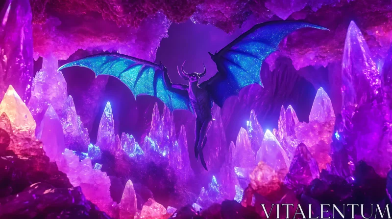 AI ART Winged Demon Amidst Crystalline Splendor