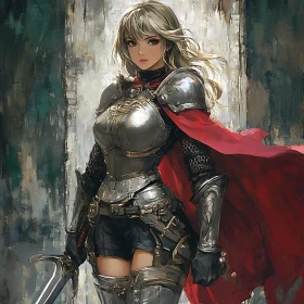 Female Knight with Sword and Cape