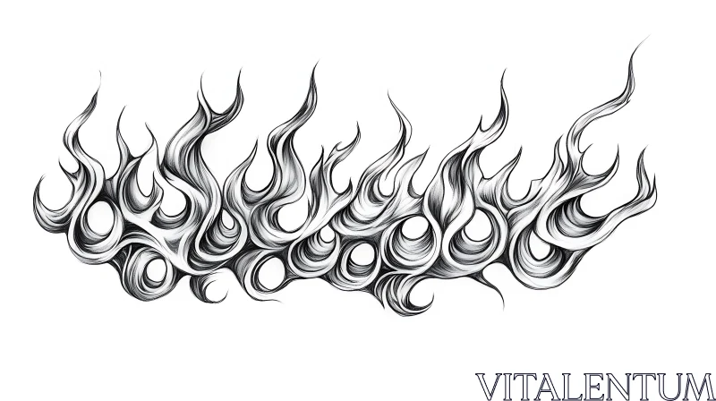 Intricate Black and White Flame Design AI Image