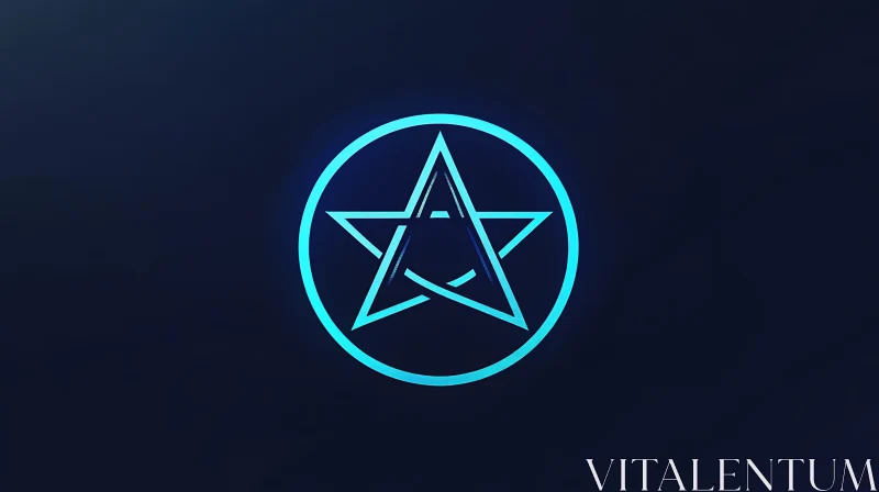 Neon Pentagram Symbol on Dark Background AI Image